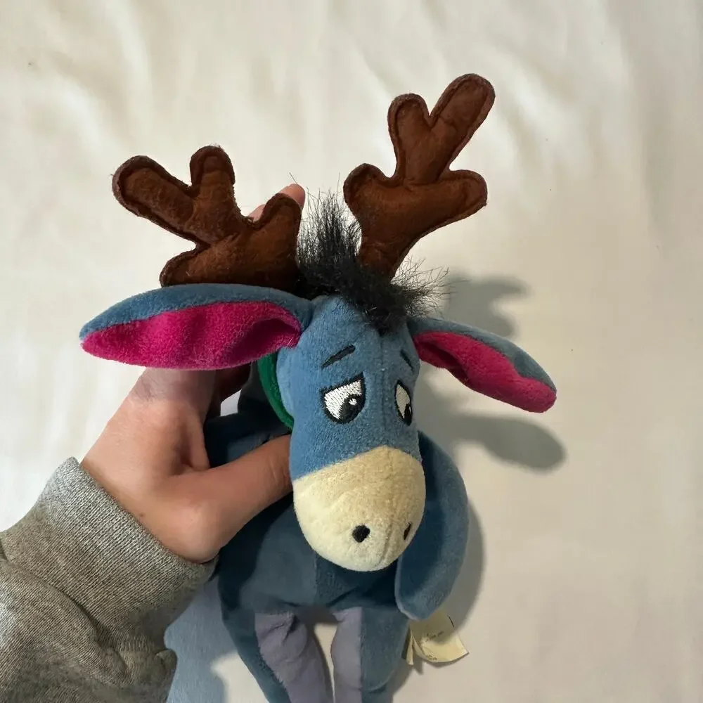 Disney Store Winnie The Pooh Mini Bean Bag Reindeer Eeyore Christmas Plush 9
